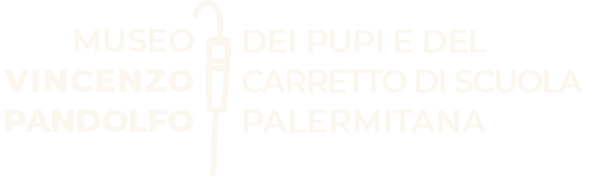 Logo bianco Museo dei pupi e del carretto di scuola palermitana Vincenzo Pandolfo