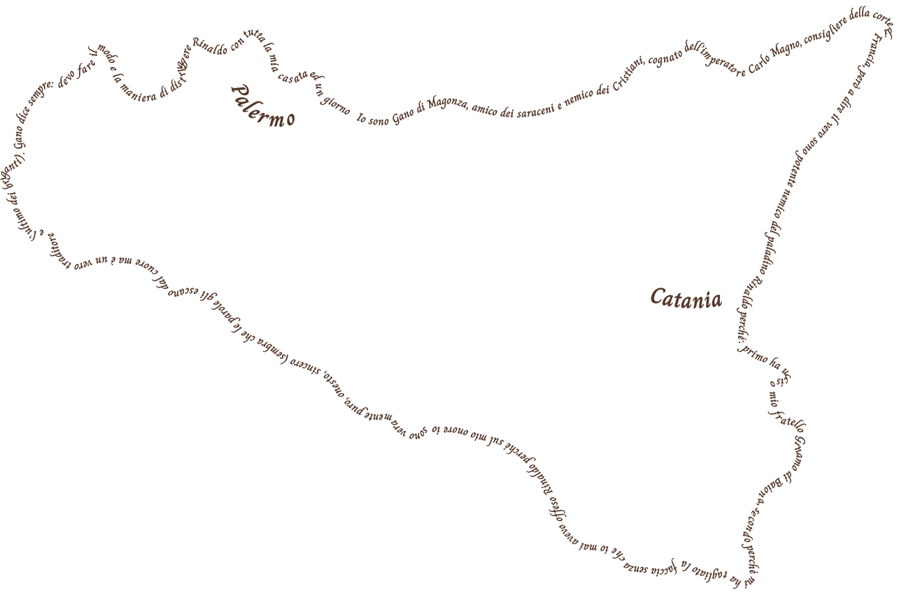 sagoma della Sicilia con Palermo e Catania